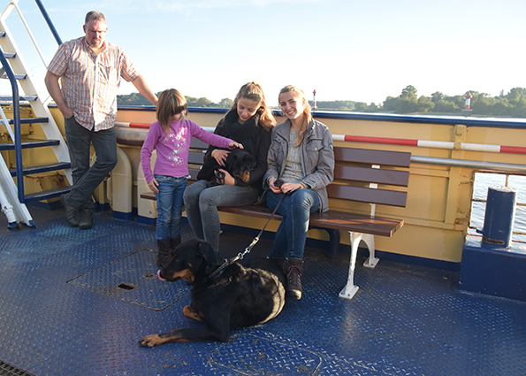 Ein Kind streichelt Tipo