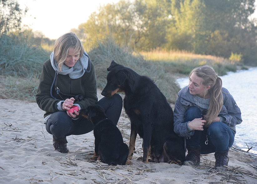 Tipo und Cleo bekommen ein Leckerli.